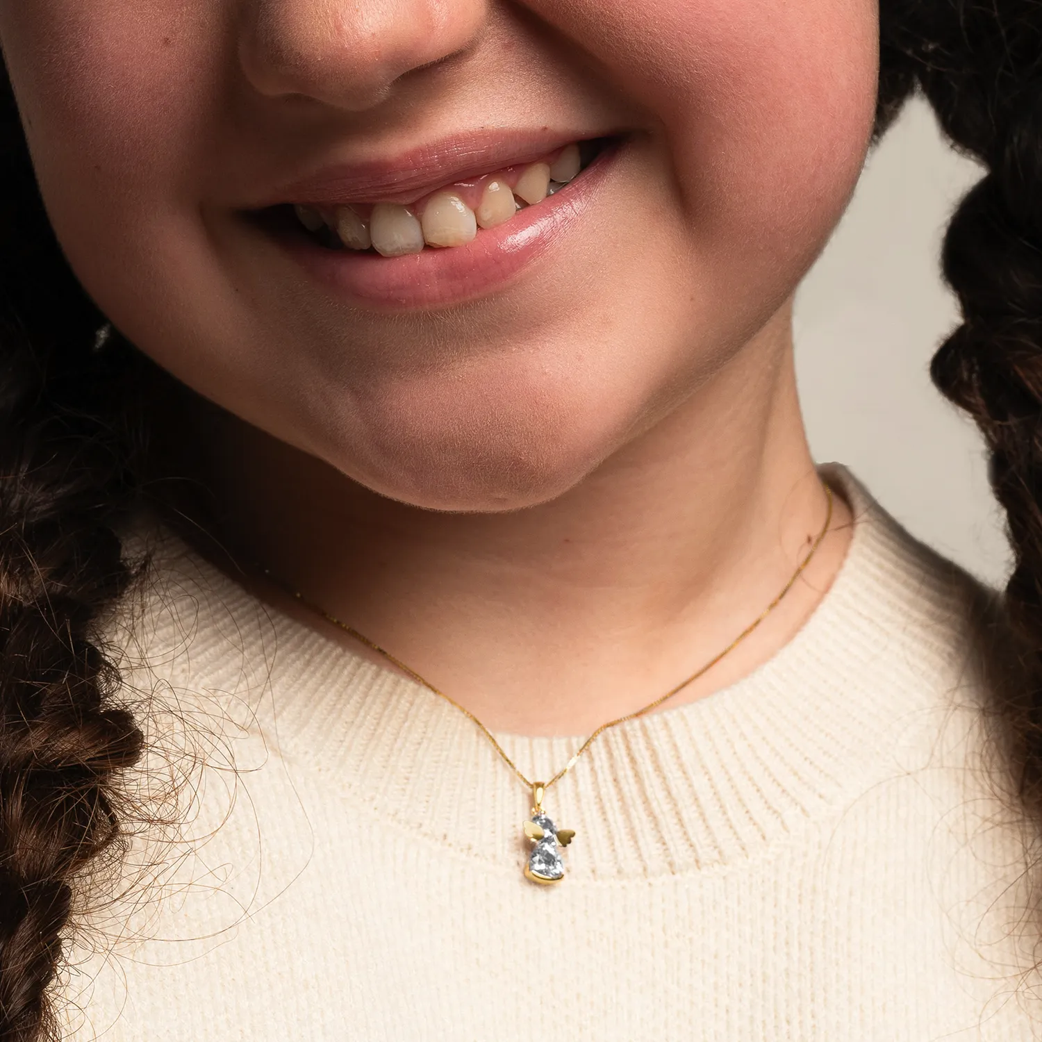 ANGEL PENDANT - GOLDEN SILVER AND ZIRCONIA - Image 3
