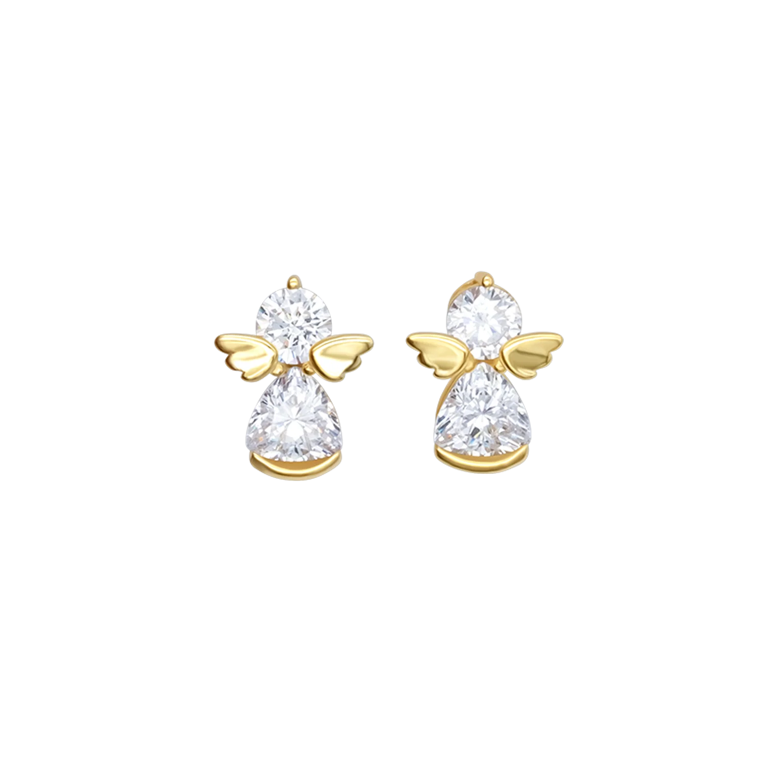 ANGELS EARRINGS - GOLDEN SILVER AND ZIRCONIA