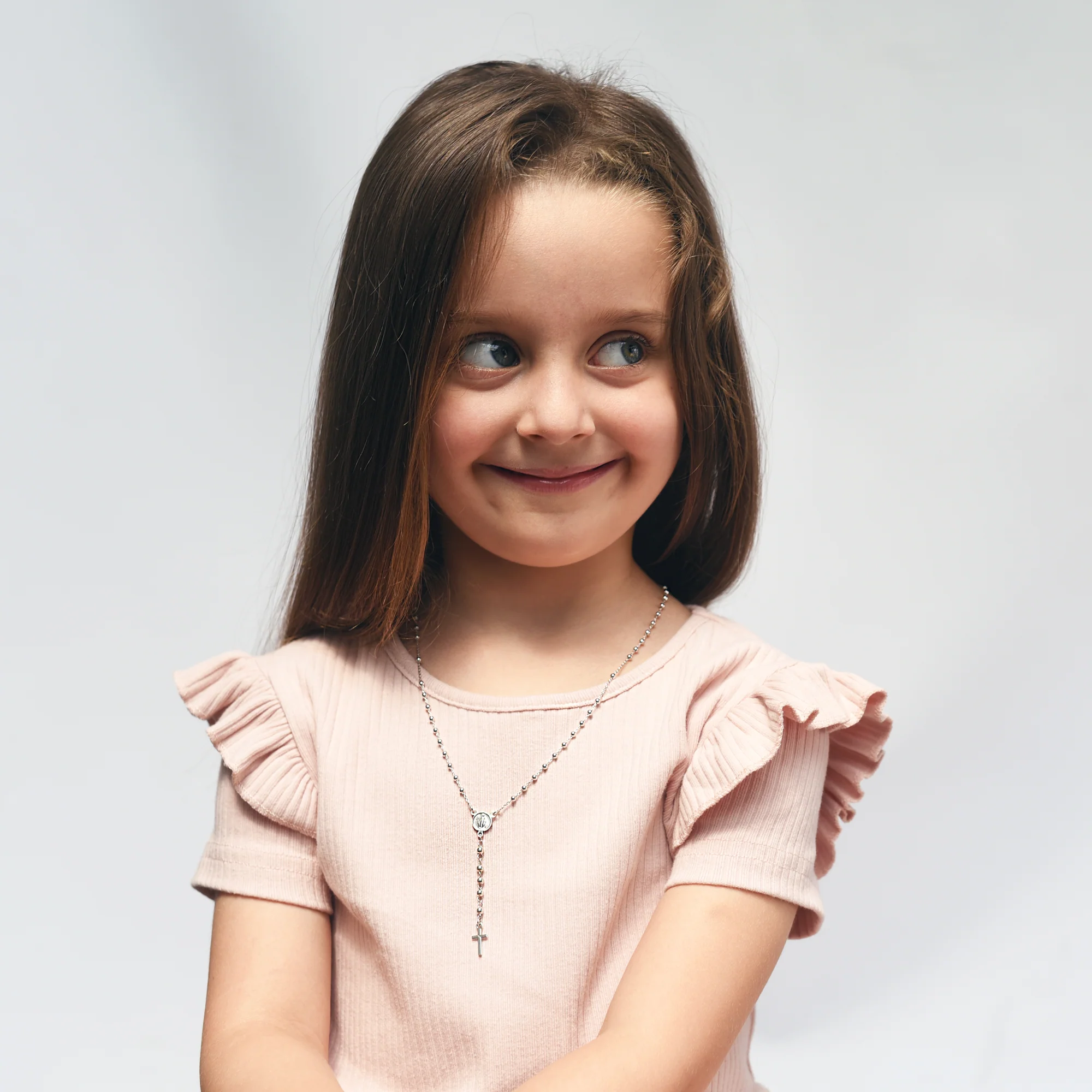 BABY ROSARY NECKLACE - SILVER - Image 3