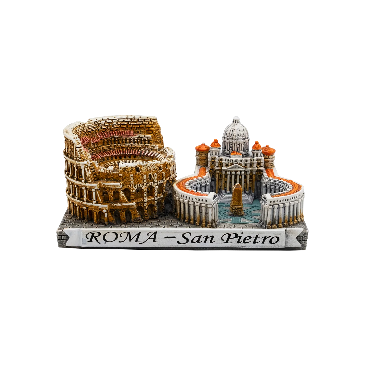 COLOSSEUM AND ST PETER'S SQUARE - SOUVENIR MONUMENT - RESIN