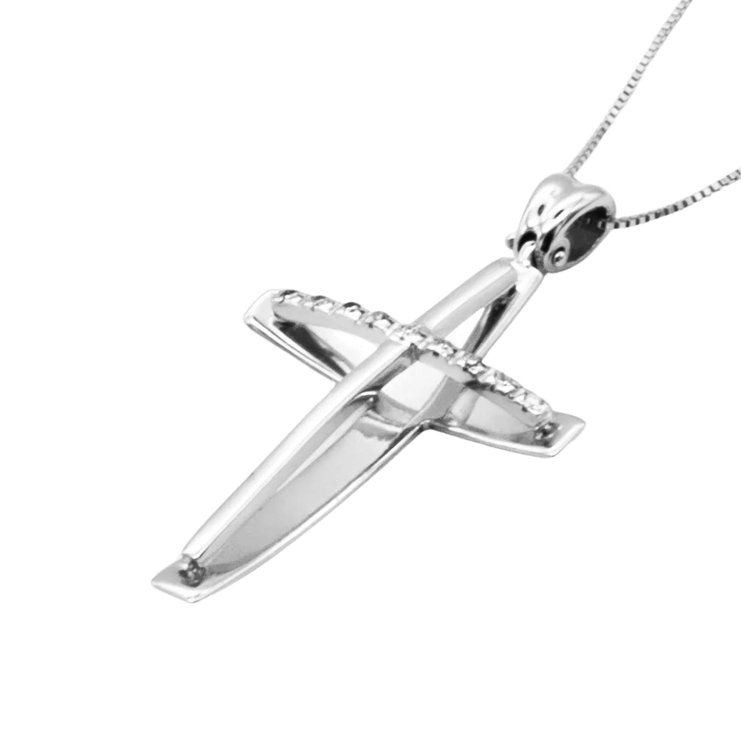 CROSS AND CHAIN - DIAMONDS - WHITE GOLD - Image 2