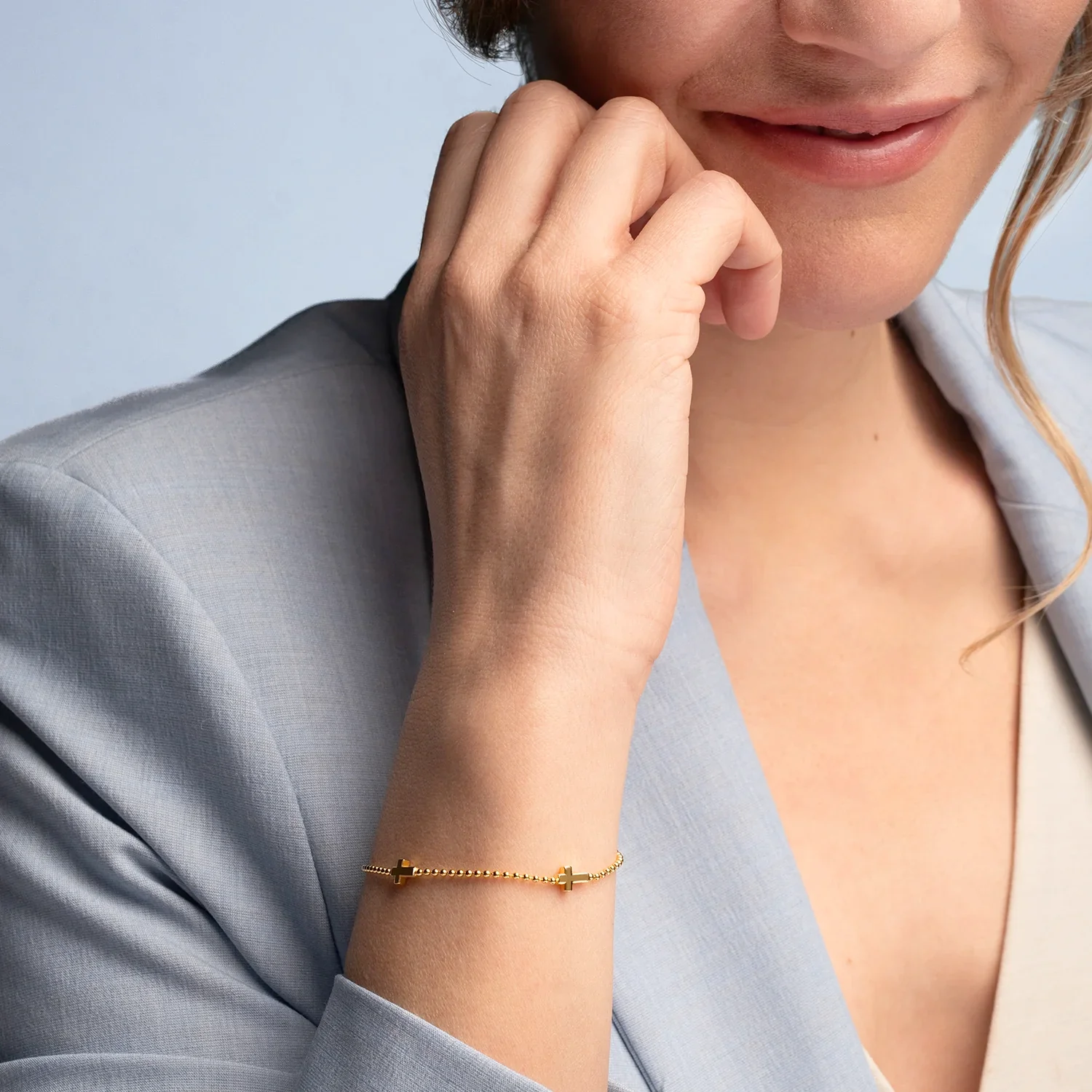 CROSS BRACELET - GOLDEN SILVER - Image 2