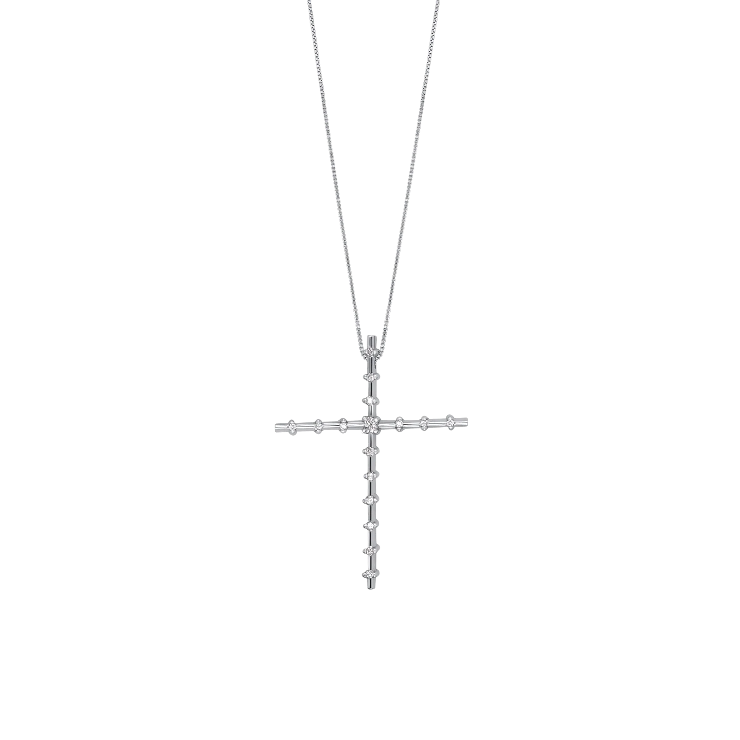 CROSS DIAMOND NECKLACE - WHITE GOLD