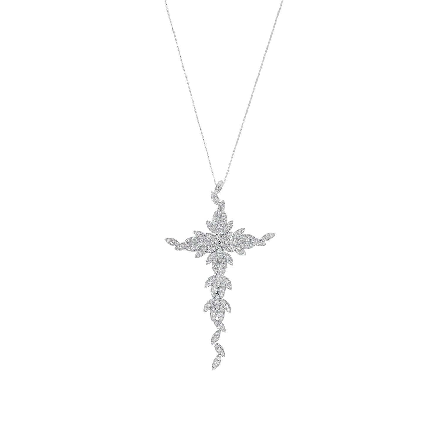 CROSS DIAMOND NECKLACE - WHITE GOLD