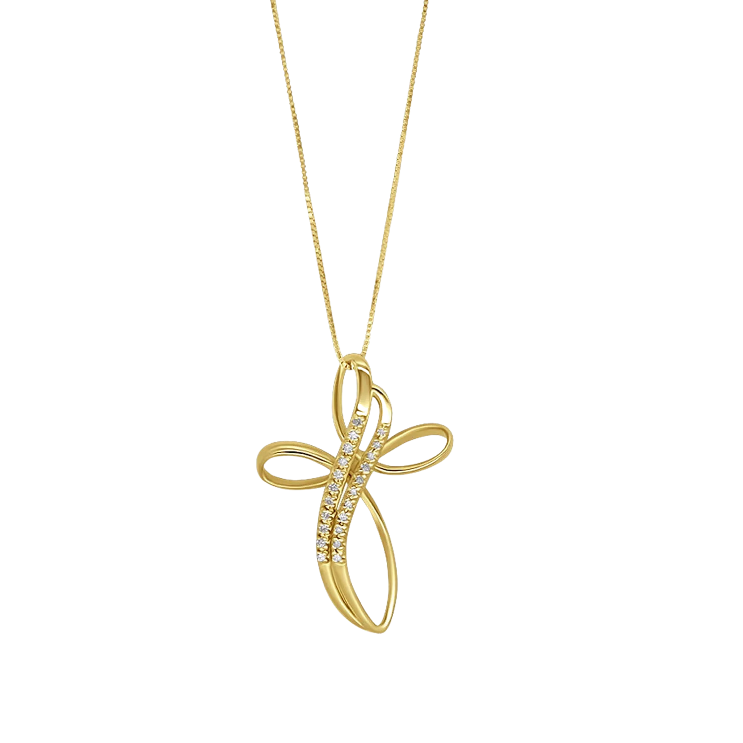 CROSS NECKLACE - DIAMONDS AND GOLD