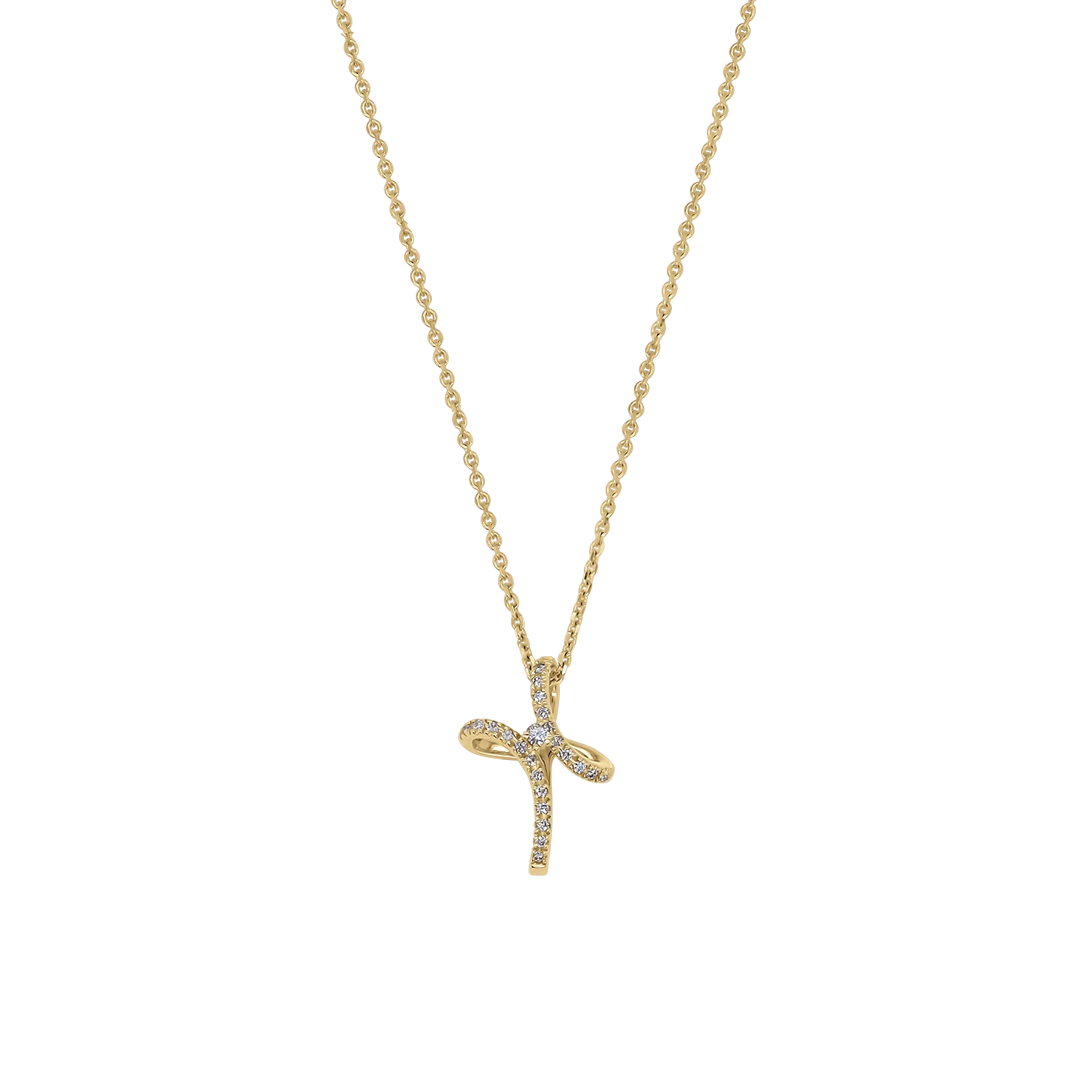 CROSS NECKLACE - DIAMONDS AND GOLD