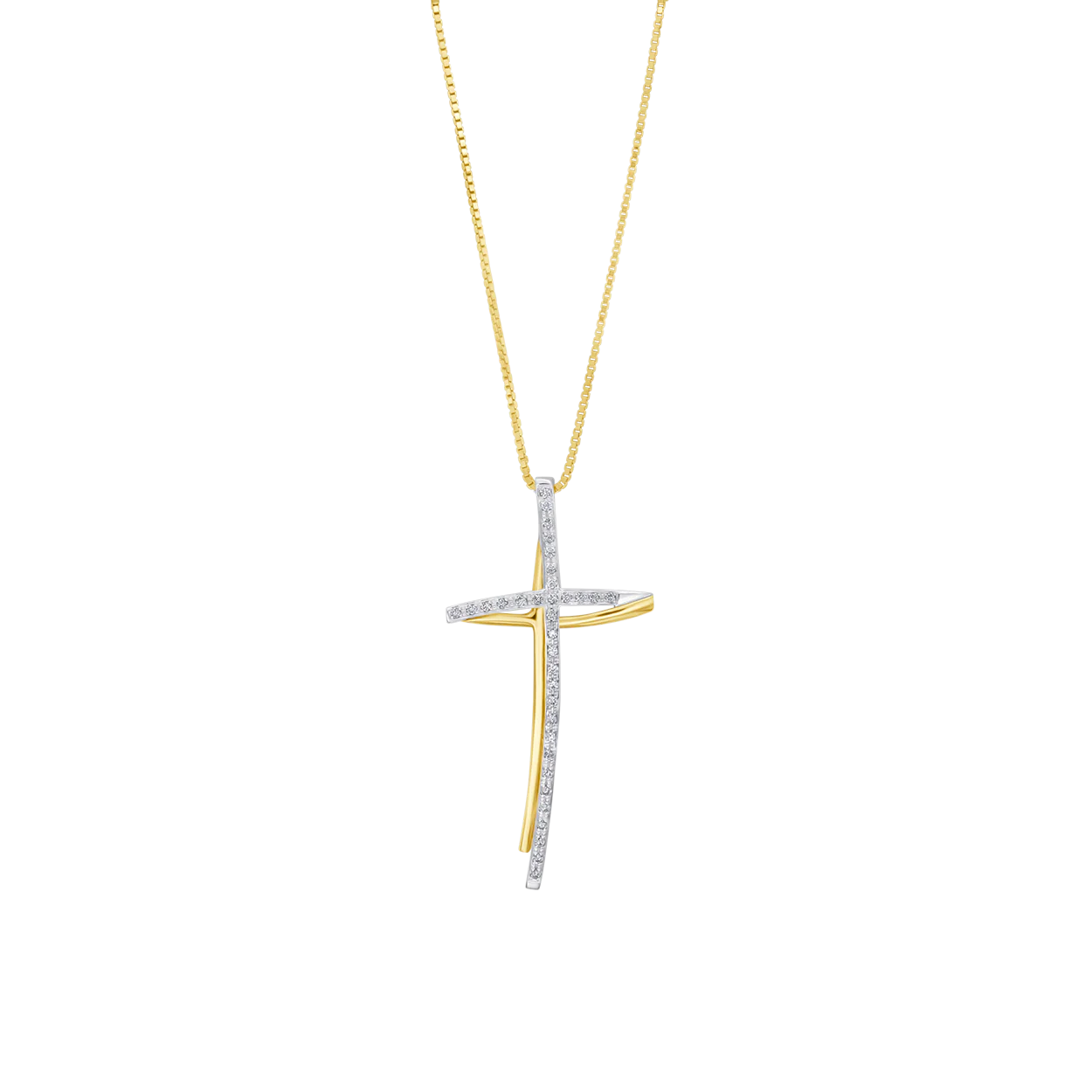 CROSS NECKLACE - DIAMONDS AND GOLD