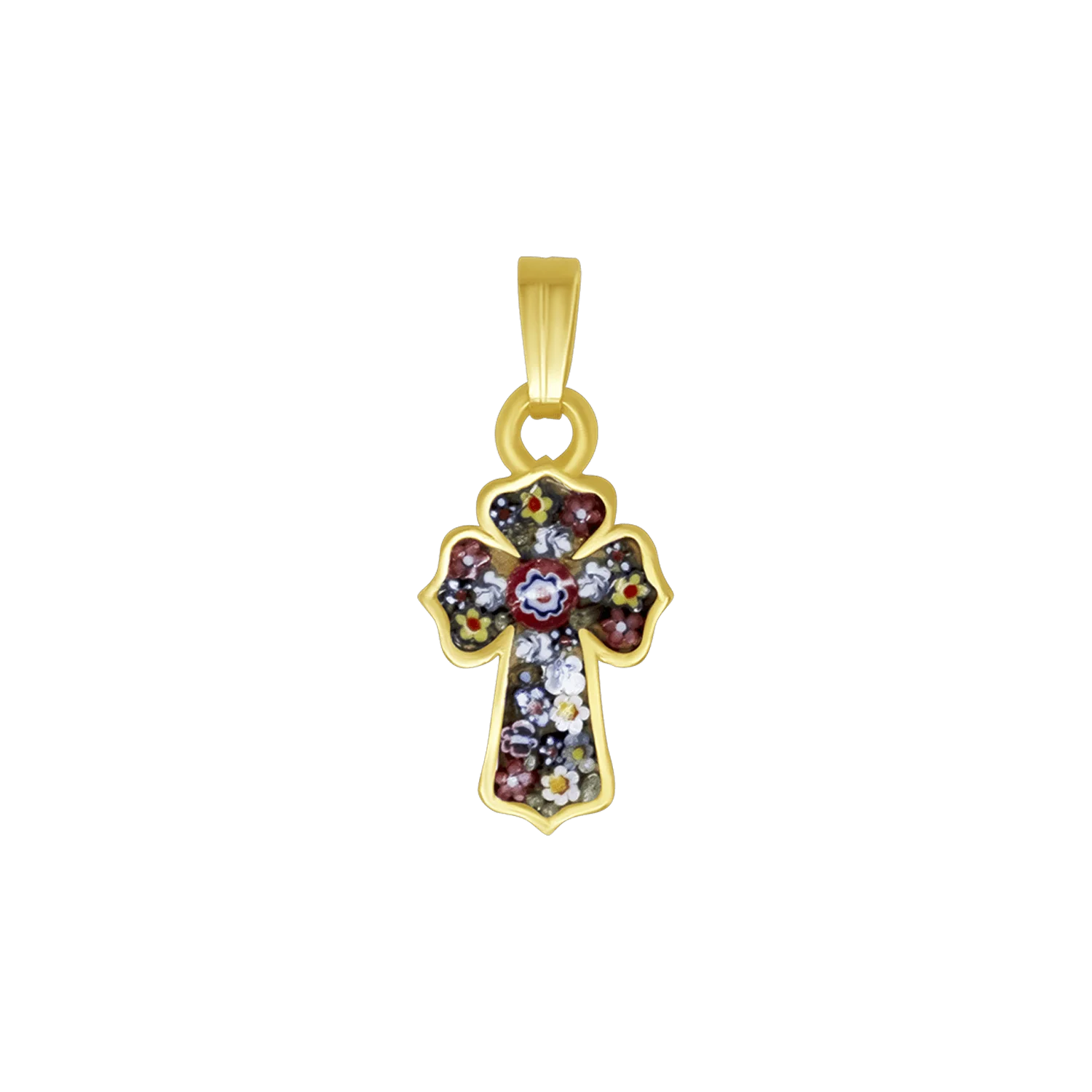 CROSS PENDANT - MICROMOSAIC JEWELRY - GOLDEN METAL