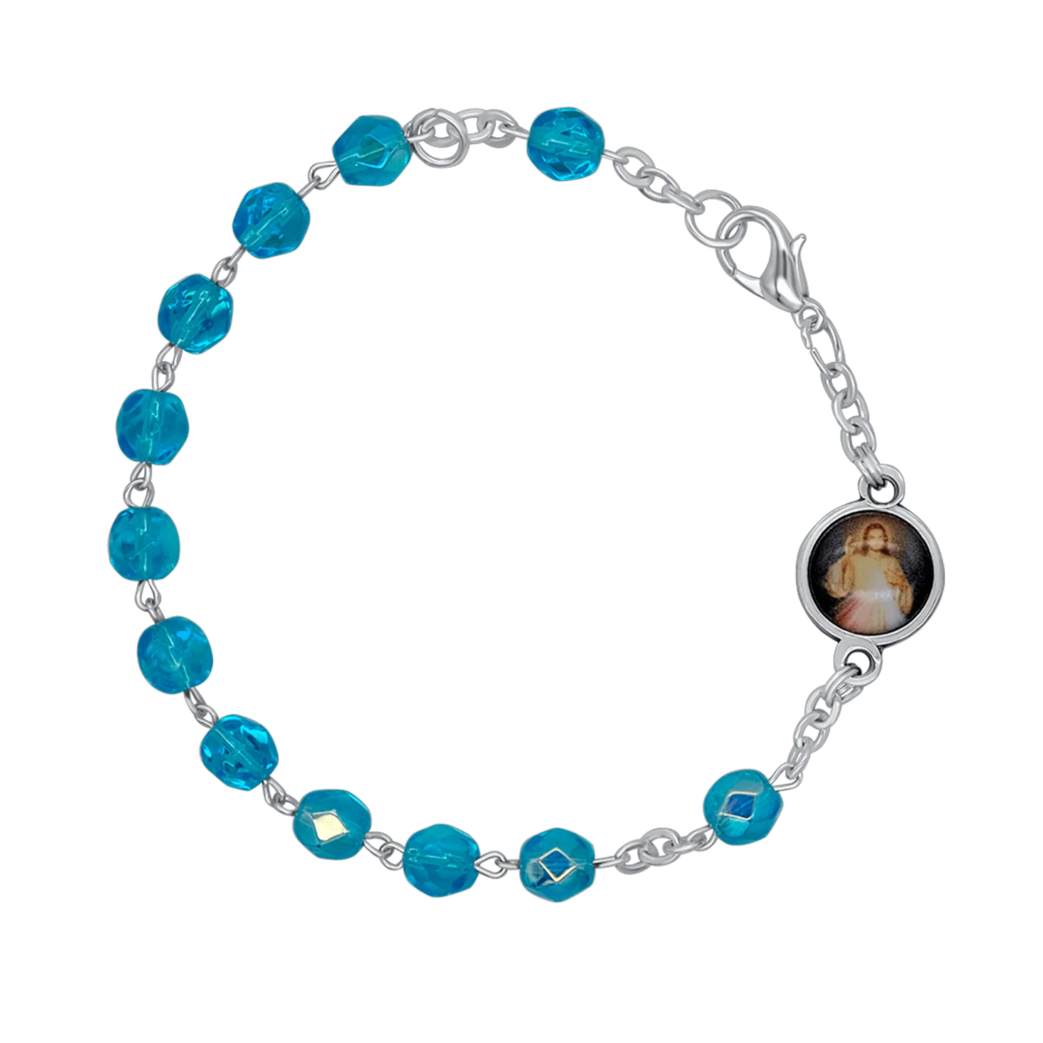 CRYSTAL ROSARY BRACELET - METAL