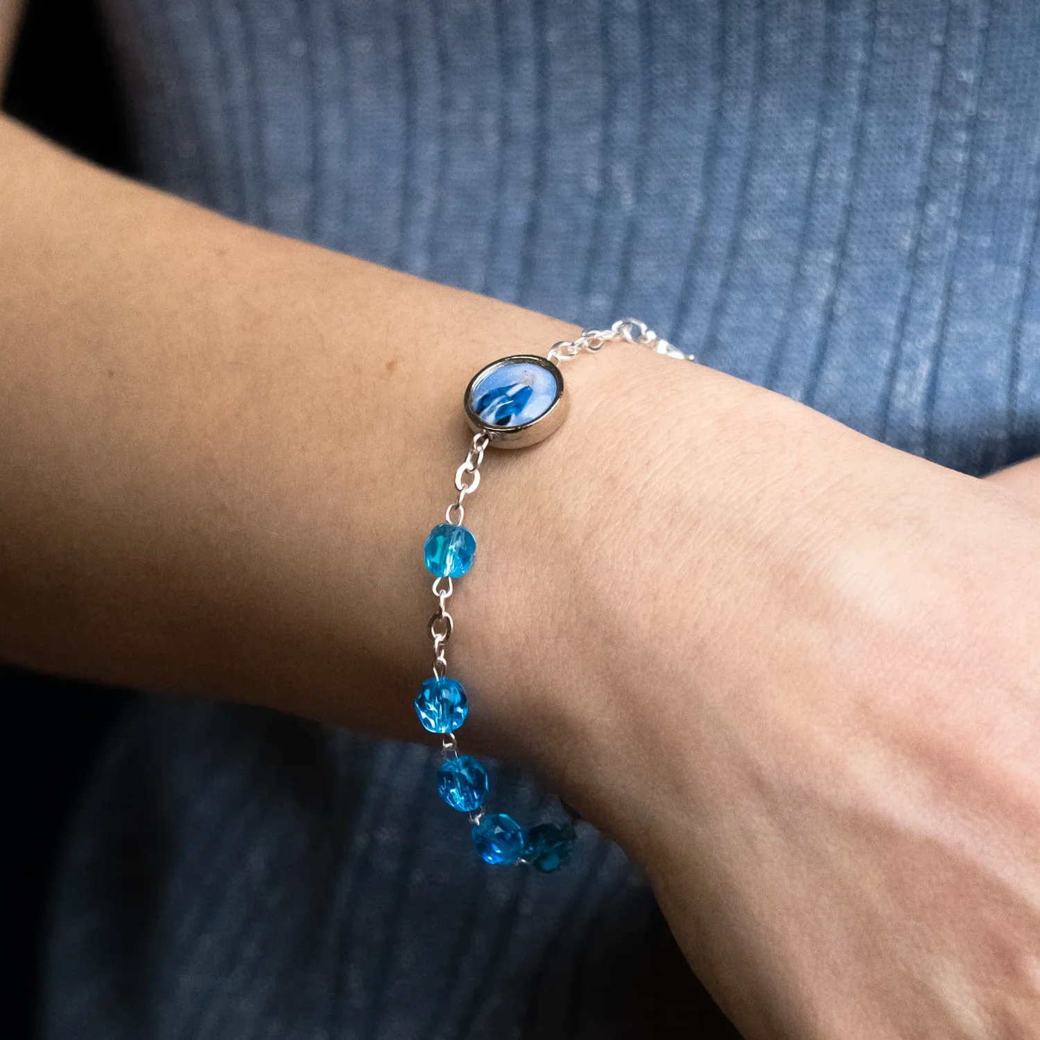 CRYSTAL ROSARY BRACELET - METAL - Image 3