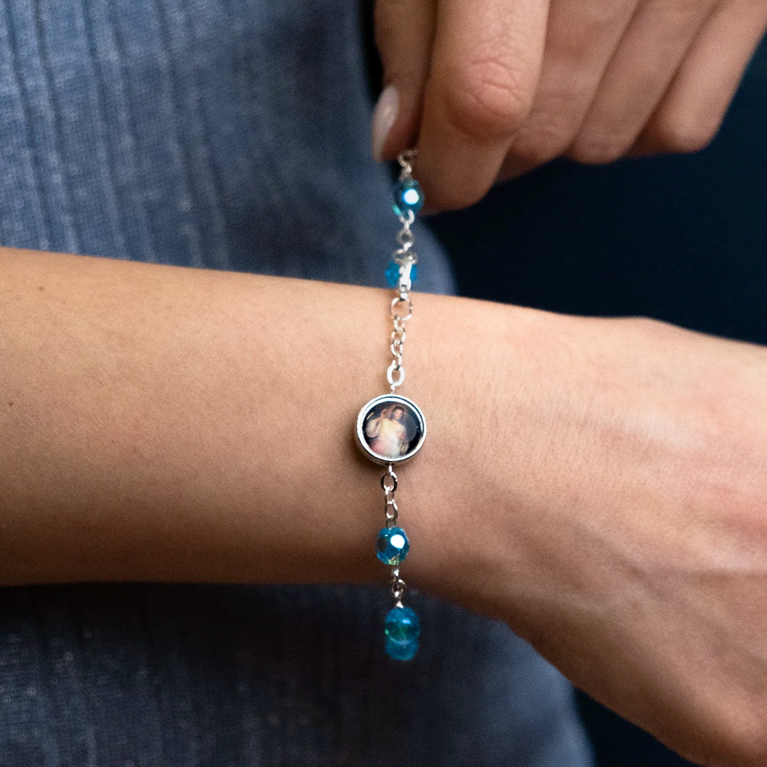CRYSTAL ROSARY BRACELET - METAL - Image 4