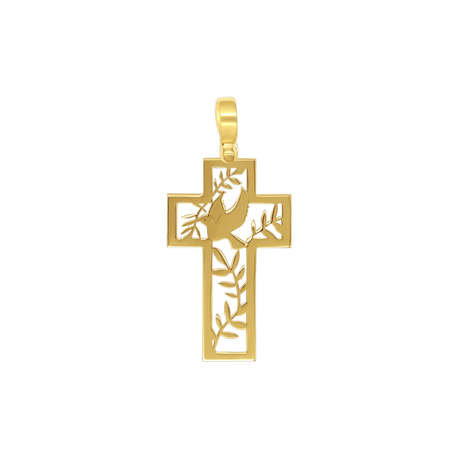 DOVE OF PEACE - CROSS PENDANT - GOLDEN SILVER