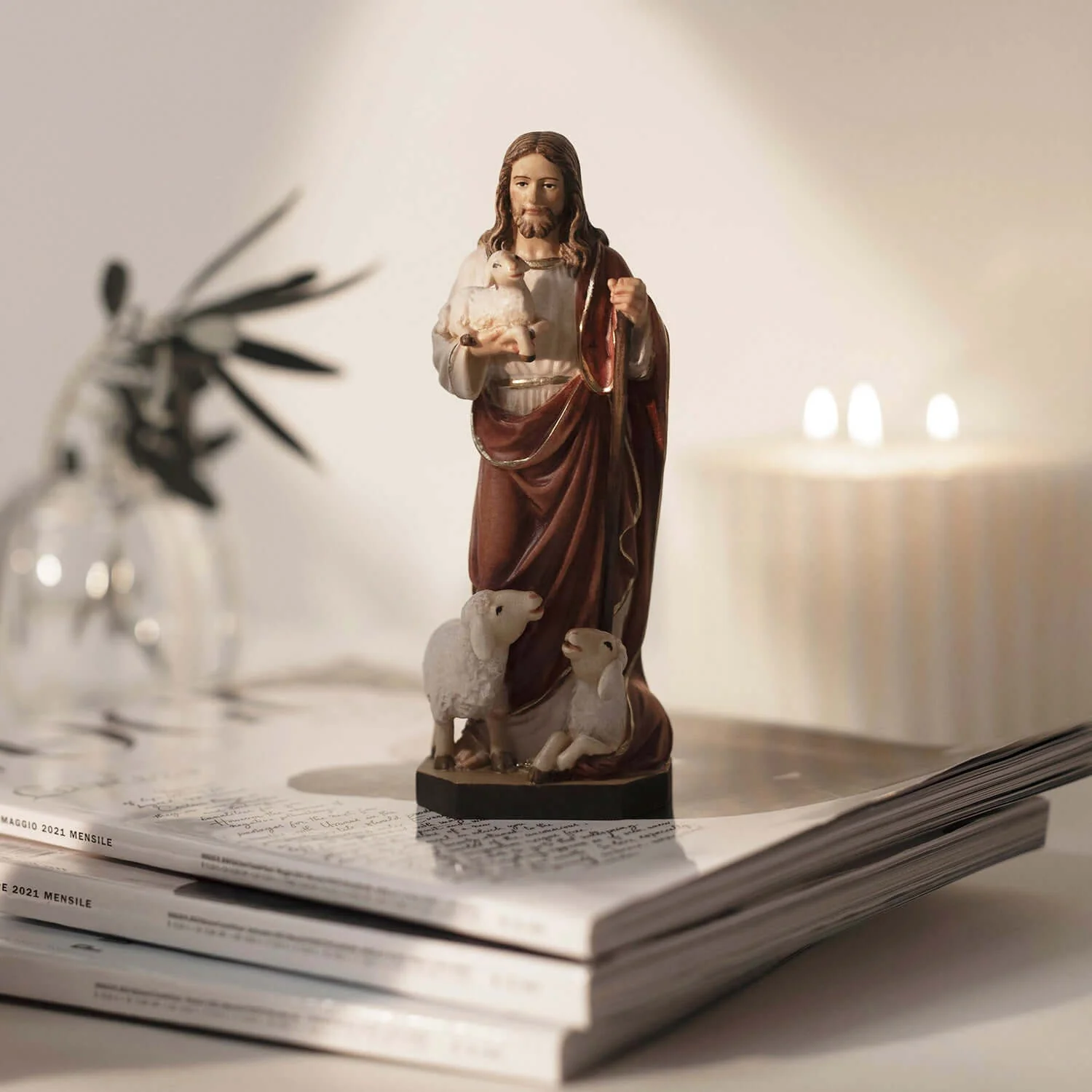 GOOD SHEPHERD - STATUE - WOOD - Image 2
