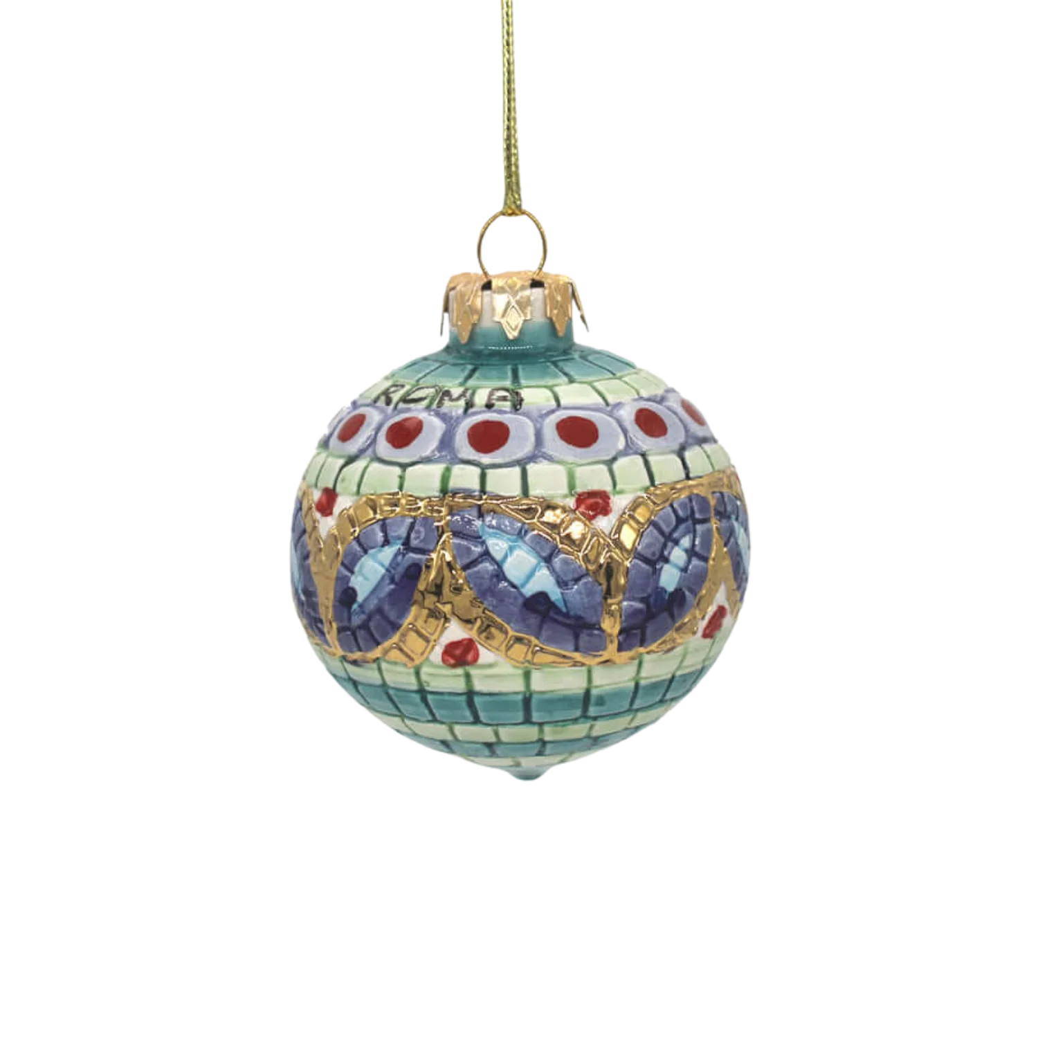 GREEN CHRISTMAS BAUBLE - CERAMIC