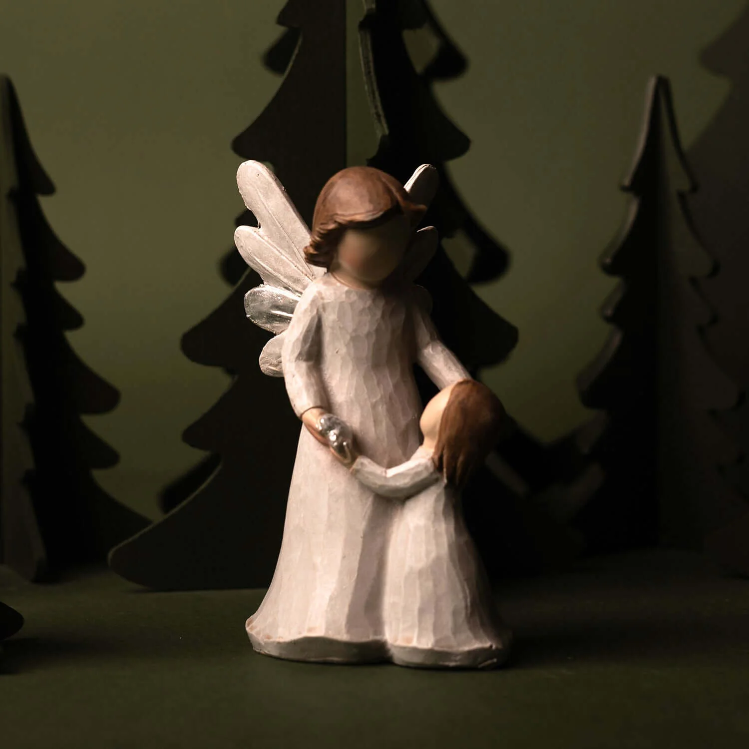 GUARDIAN ANGEL WITH BABY GIRL - STATUE - RESIN - Image 2