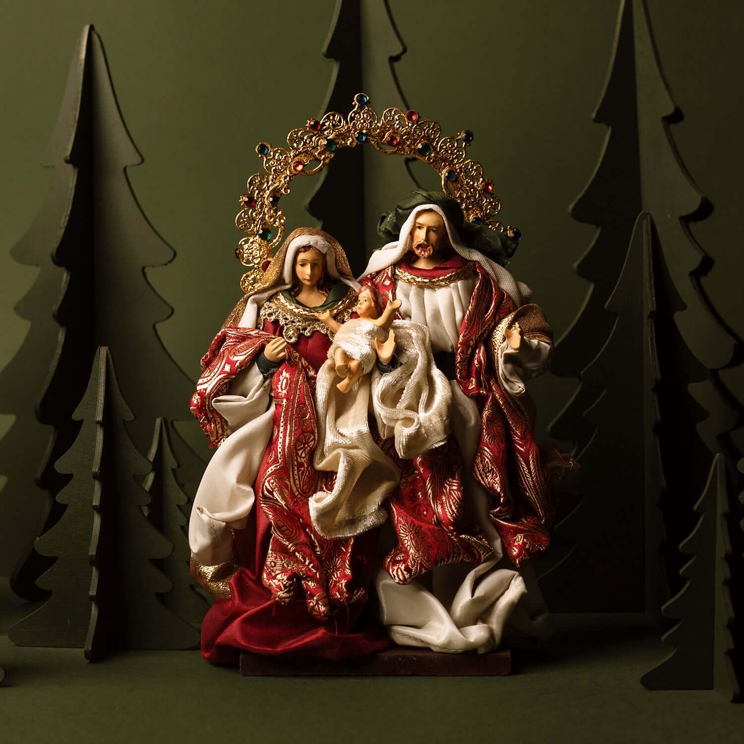 HOLY FAMILY - NATIVITY SET WITH FABRIC CLOTHING - Image 2