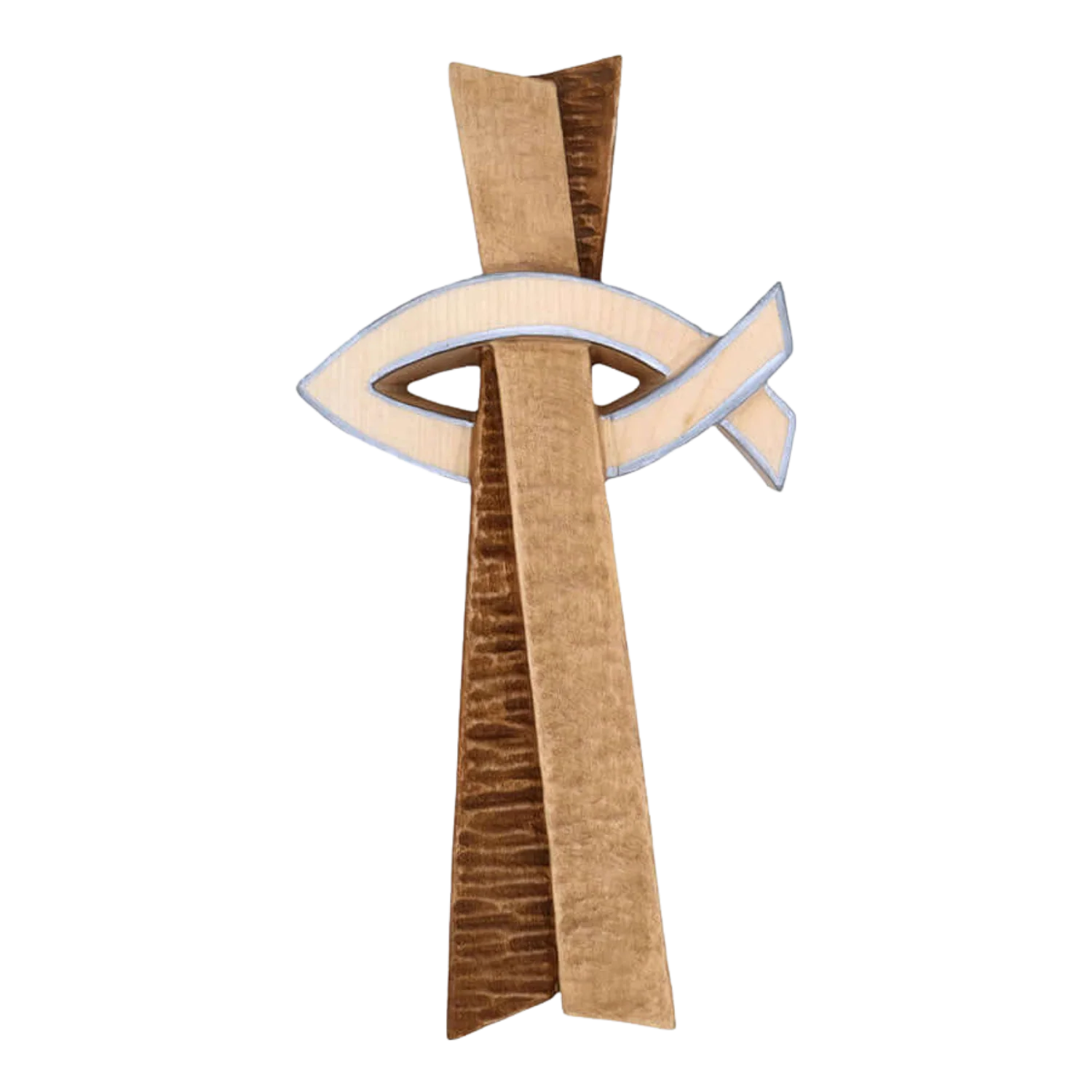 JESUS FISH - WALL CROSS - WOOD