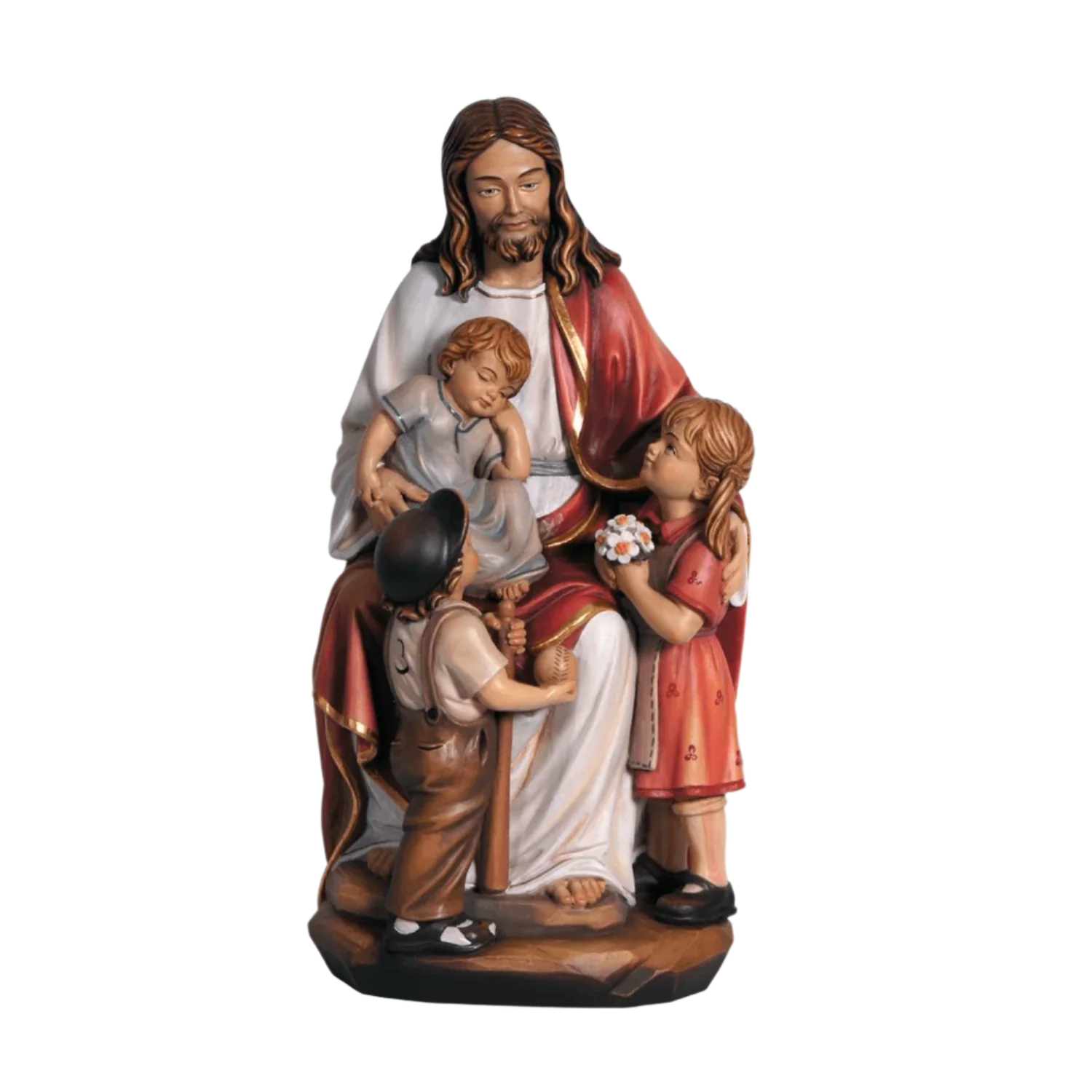 JESUS WITH CHILDREN - STATUE - WOOD