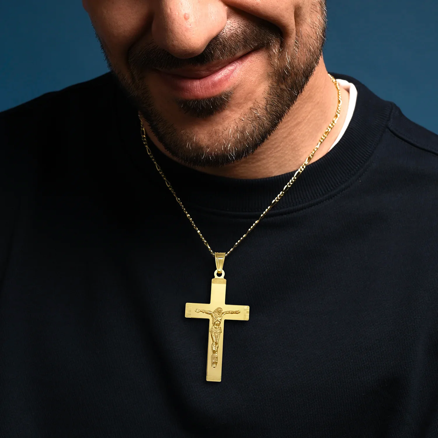 LARGE CRUCIFIX PENDANT - GOLDEN SILVER - Image 2