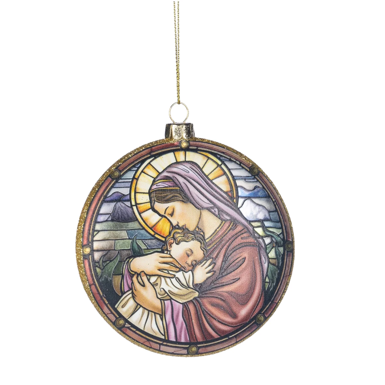 MARY WITH BABY JESUS - CHRISTMAS TREE DECORATION - GLASS
