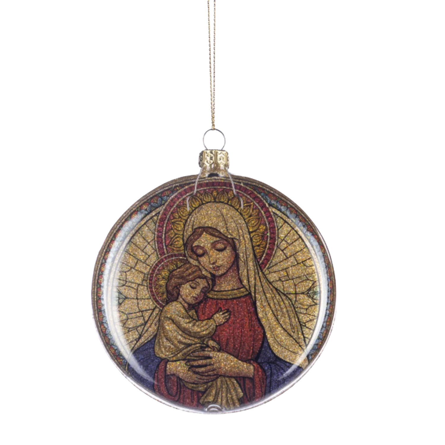 MARY WITH BABY JESUS - CHRISTMAS TREE ORNAMENT - GLASS