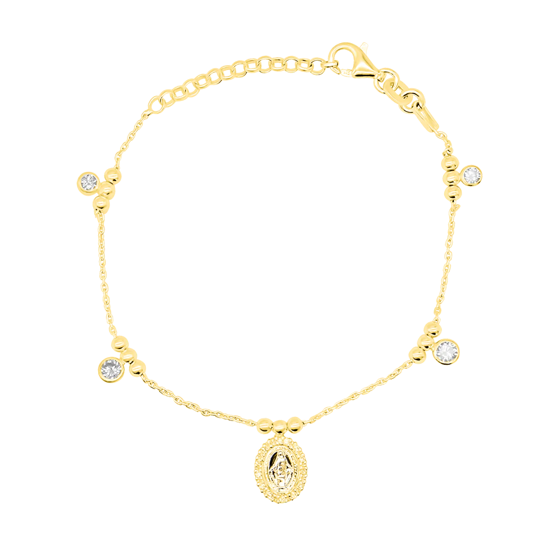 MIRACULOUS MEDAL - CHRISTIAN BRACELET - GOLDEN SILVER