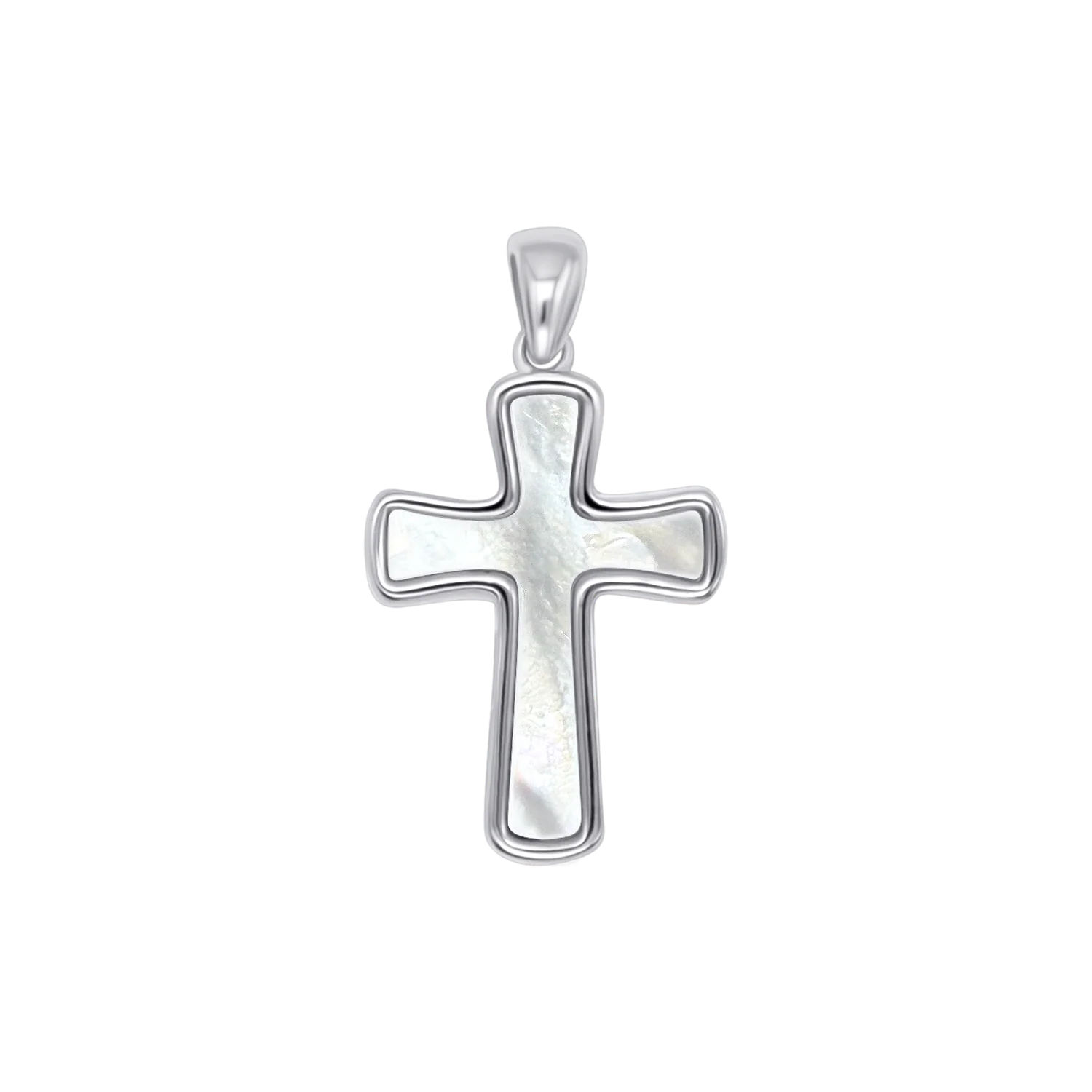 MOTHER OF PEARL CROSS PENDANT - SILVER