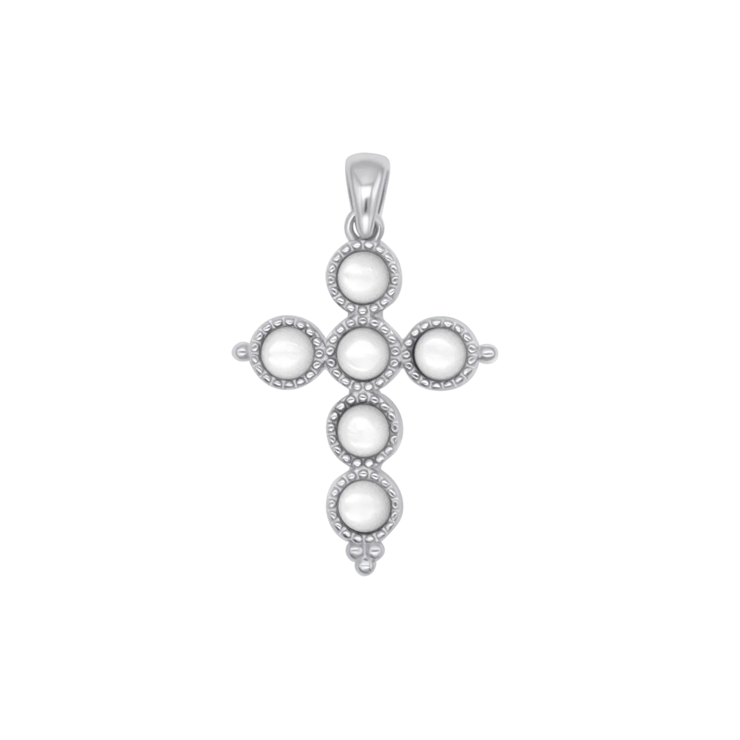 MOTHER OF PEARL CROSS PENDANT - SILVER