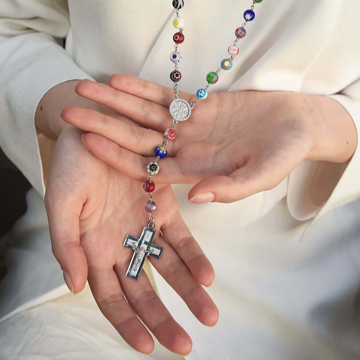 MURRINA GLASS BEADS - ROSARY - SILVER - Image 3