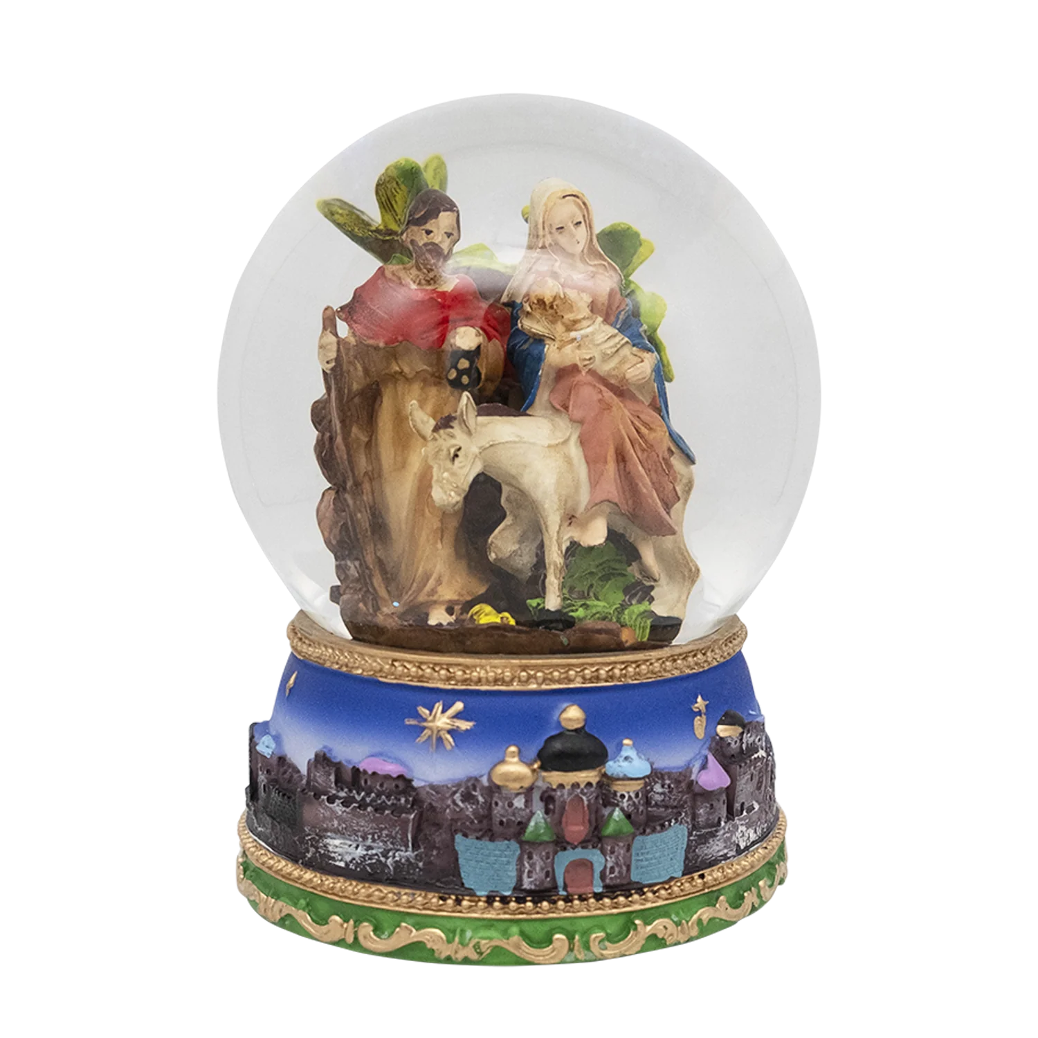 NATIVITY SET WITH DONKEY - MUSICAL SNOW GLOBE - CHRISTMAS