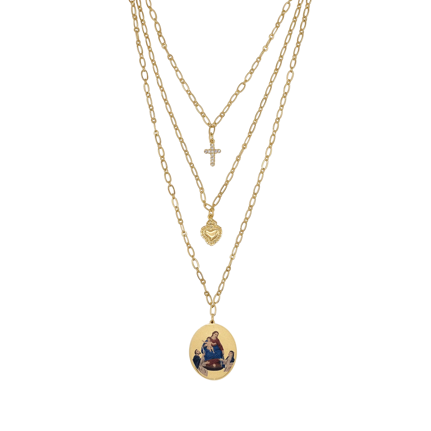 OUR LADY OF POMPEII - LAYERED NECKLACE