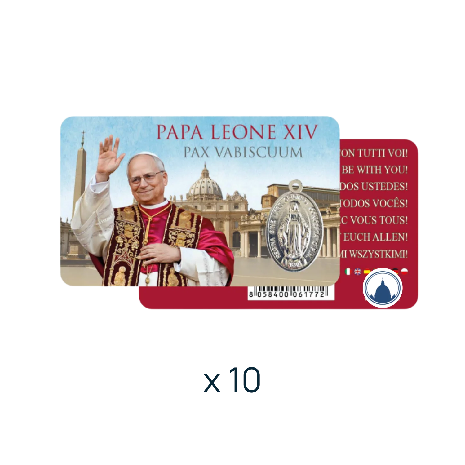SET OF PRAYER CARDS - POPE LEO XIV WITH MIRACULOUS MEDAL - Image 3