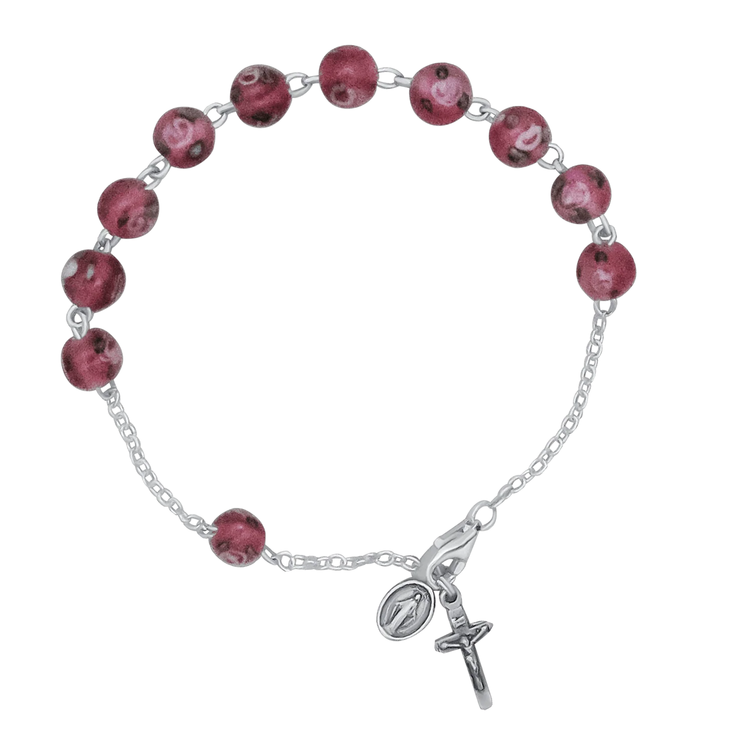 ROSARY BRACELET - PINK MURANO GLASS AND SILVER