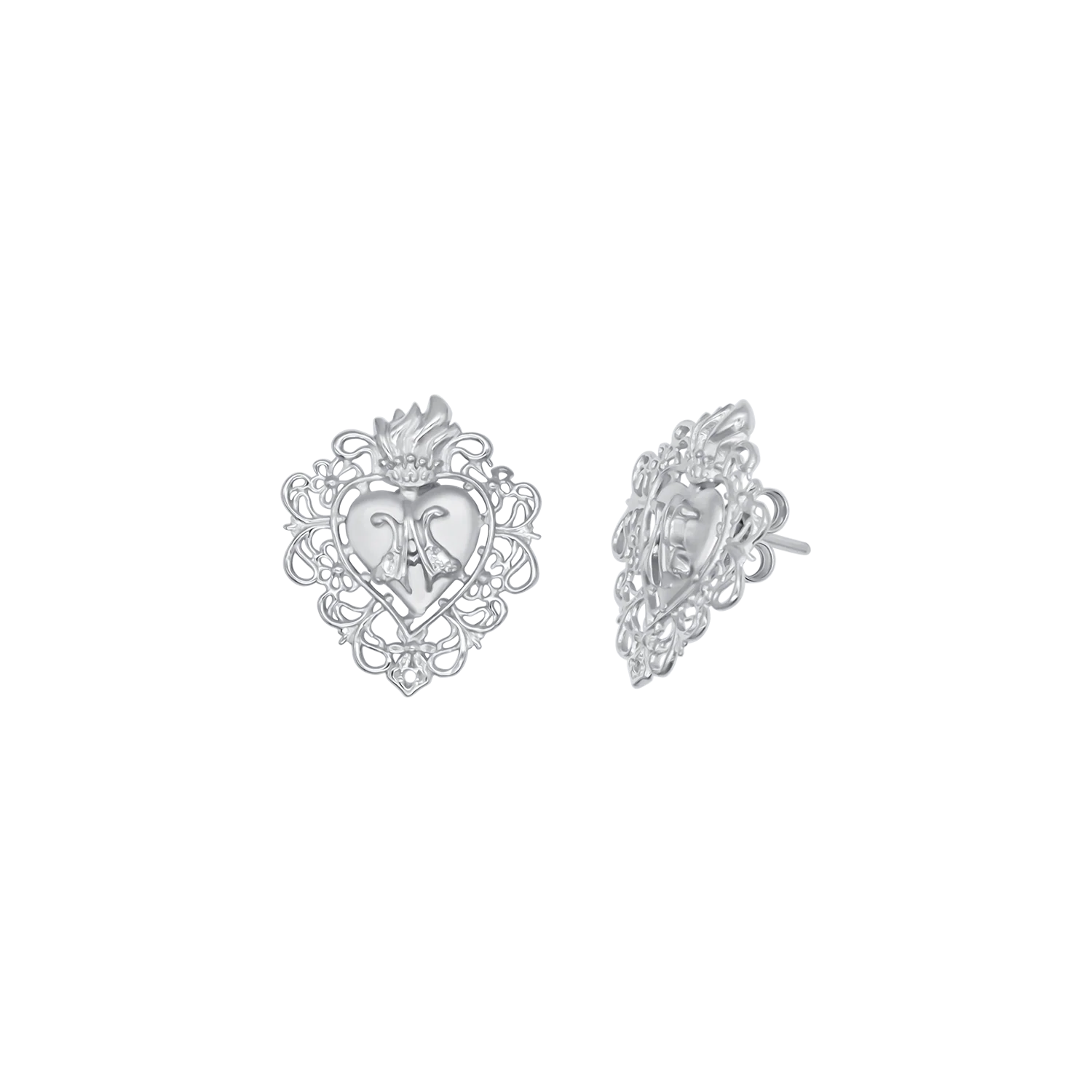 SACRED HEART EARRINGS - SILVER
