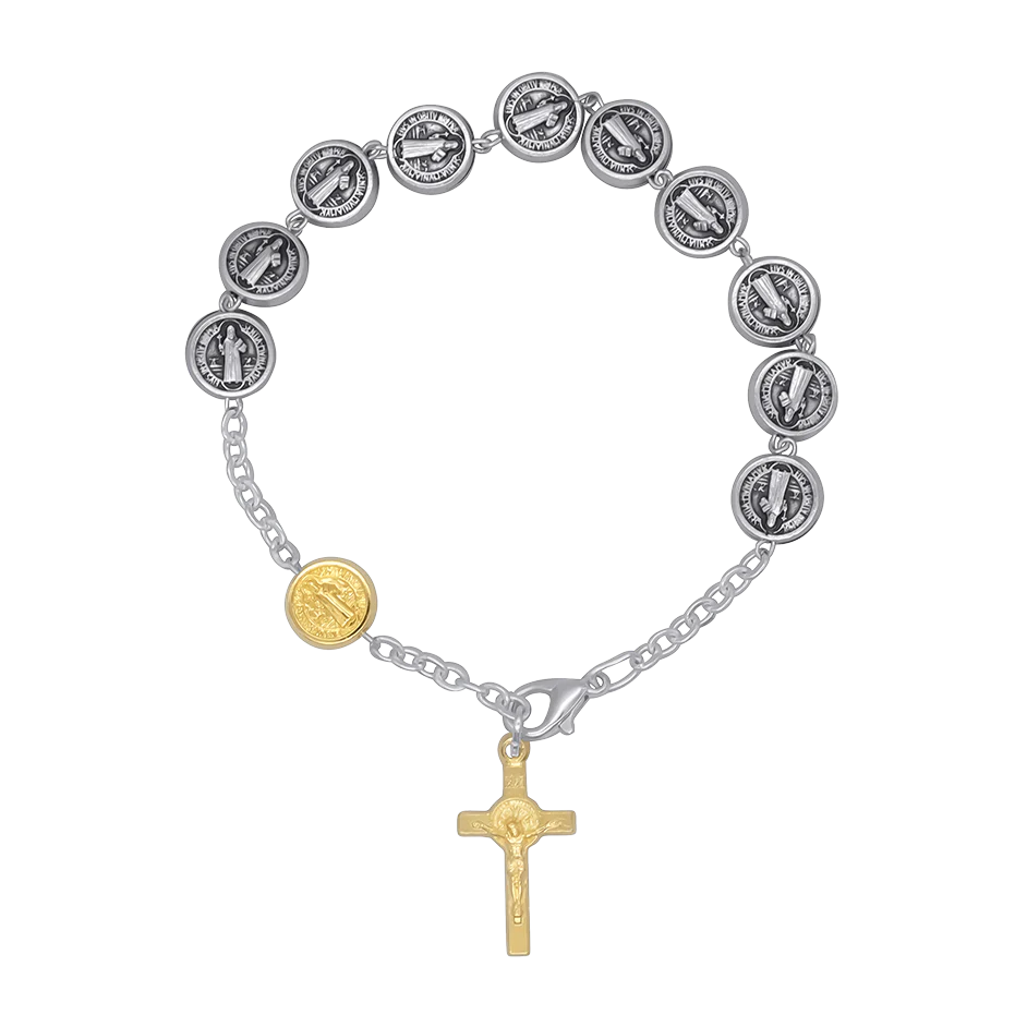 ST BENEDICT - ROSARY BRACELET - METAL