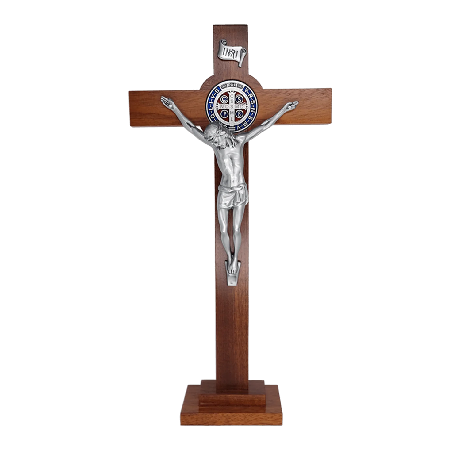 ST BENEDICT - STANDING CRUCIFIX - WOOD