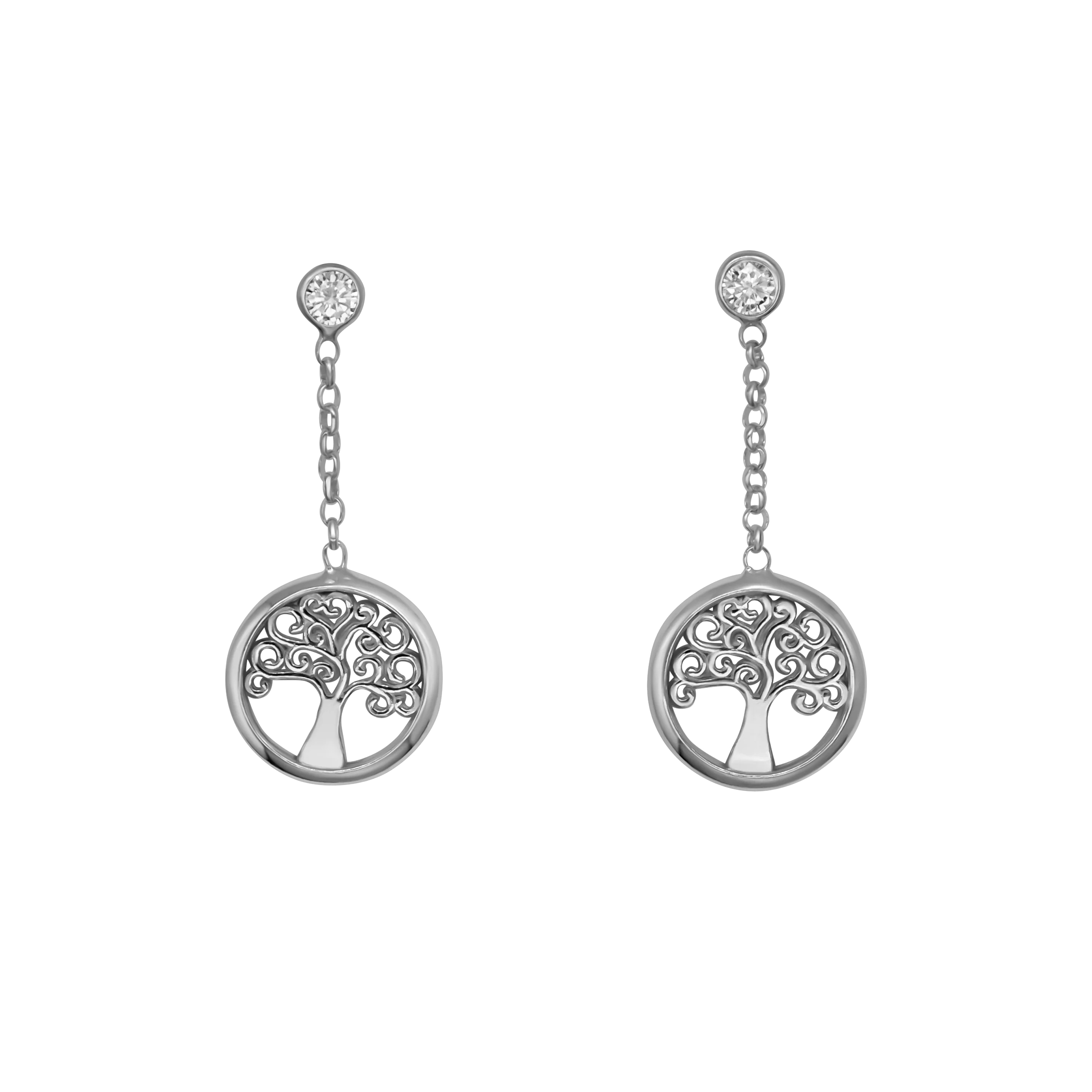 TREE OF LIFE - DANGLING EARRINGS - SILVER