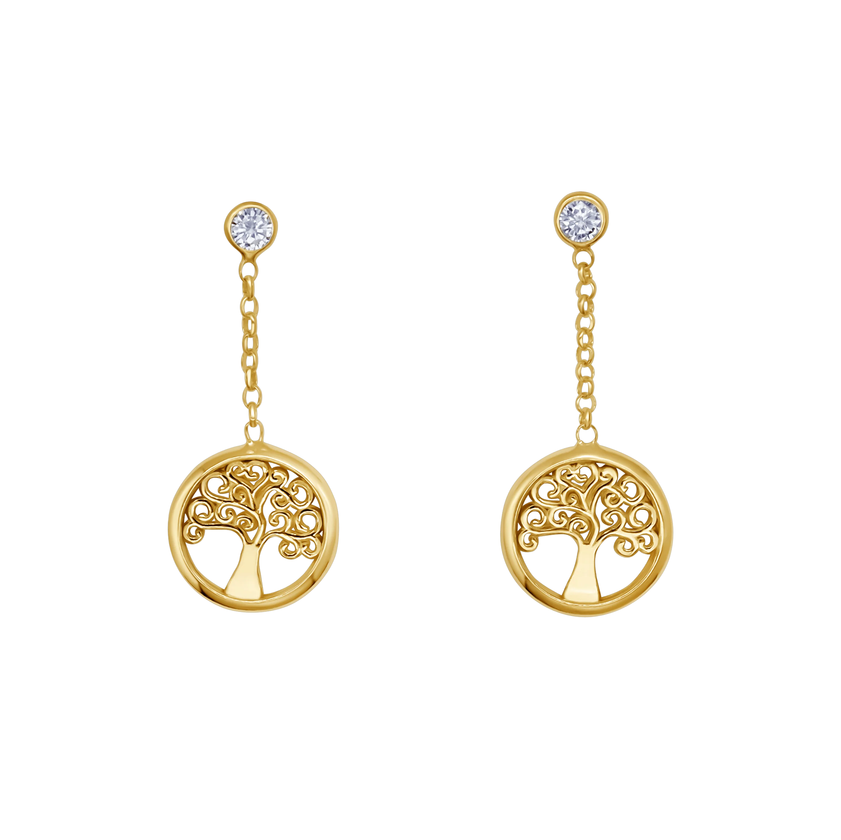 TREE OF LIFE - DANGLING EARRINGS - VERMEIL SILVER