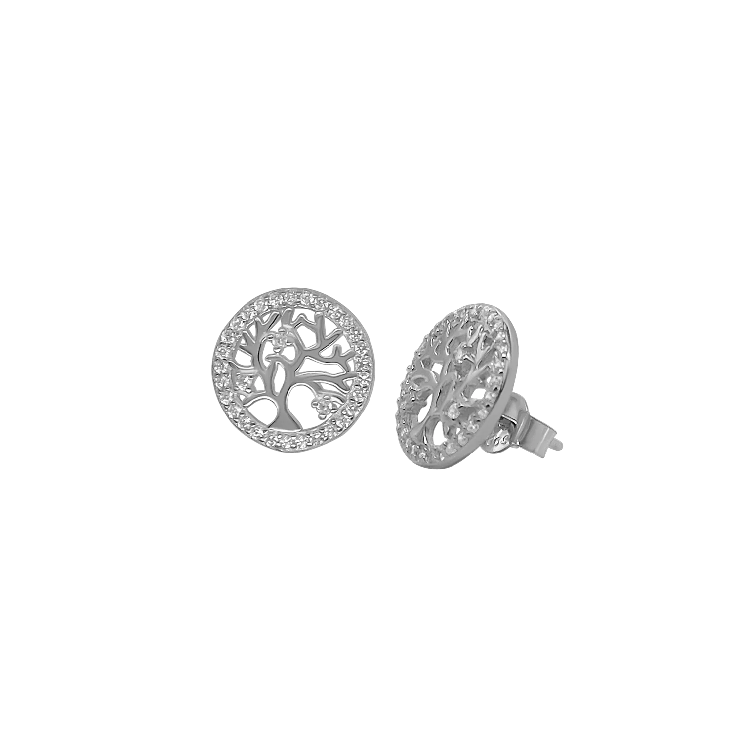 TREE OF LIFE - EARRINGS - SILVER AND ZIRCONIA