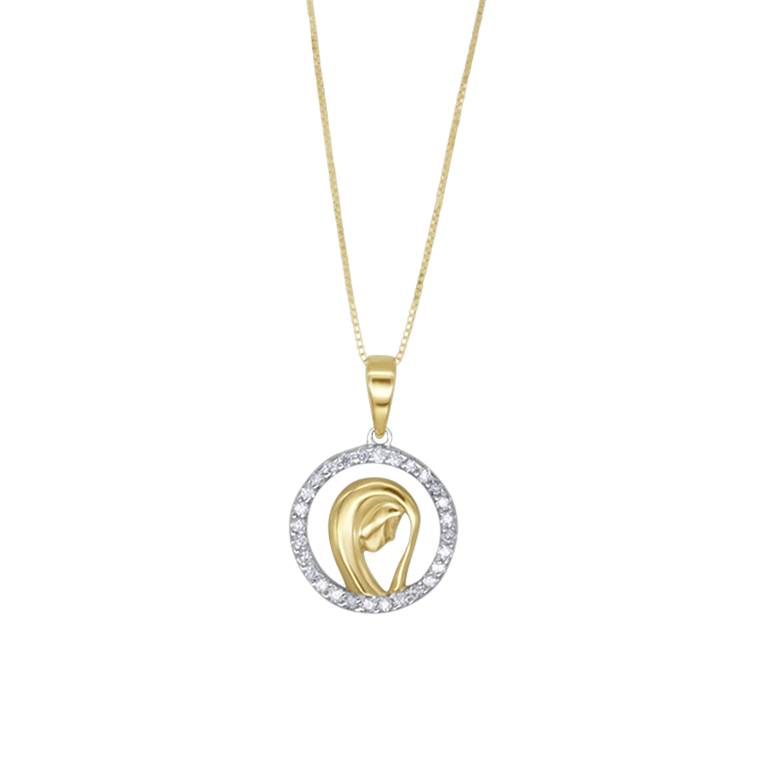 VIRGIN MARY NECKLACE - GOLD AND DIAMONDS