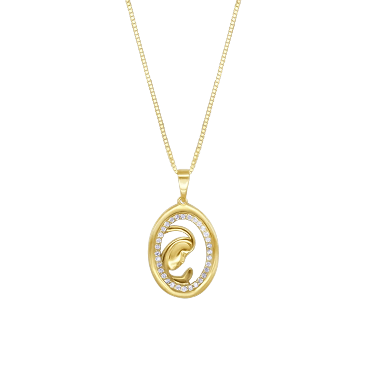 VIRGIN MARY NECKLACE - GOLD AND DIAMONDS