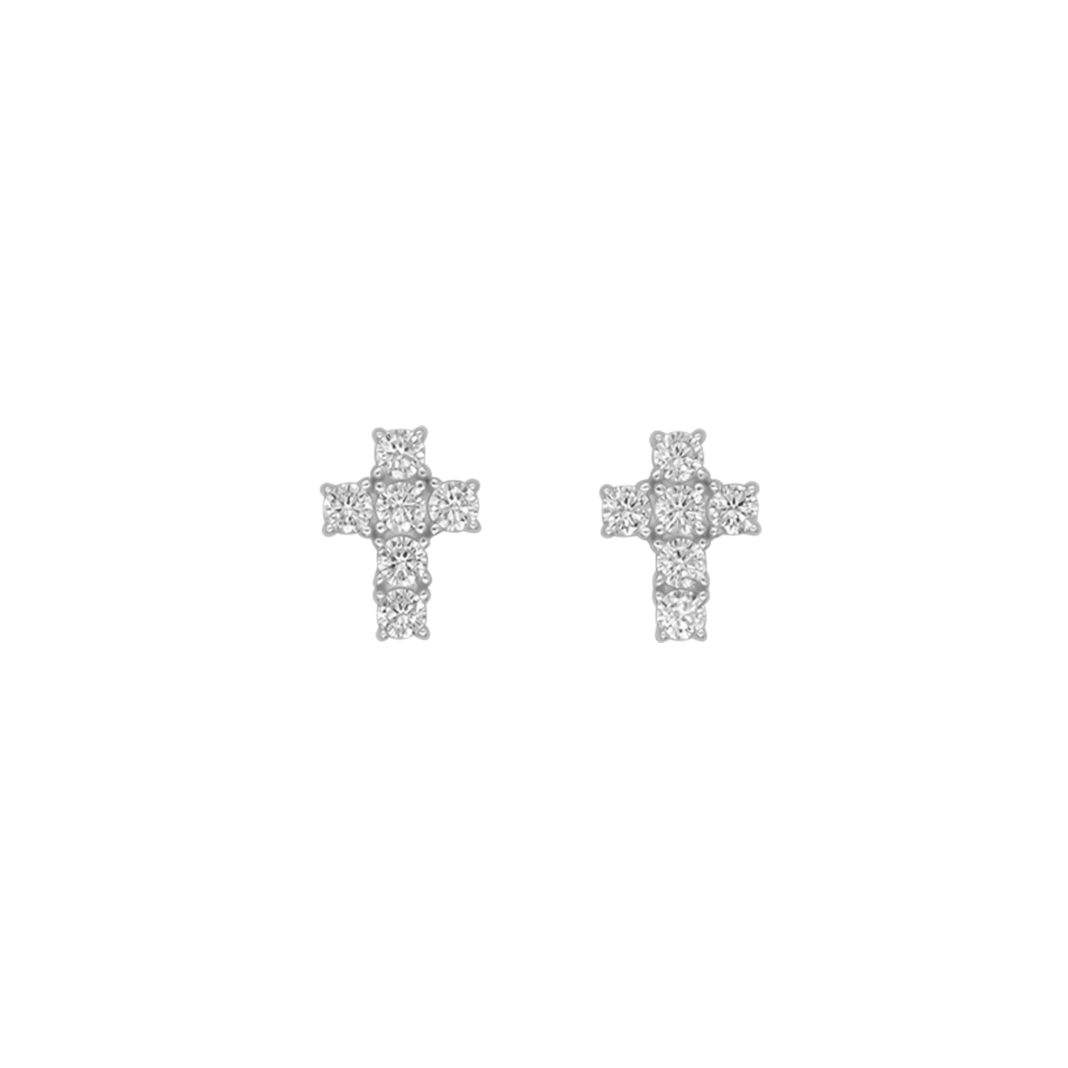 CROSS - EARRINGS - SILVER AND ZIRCONIA